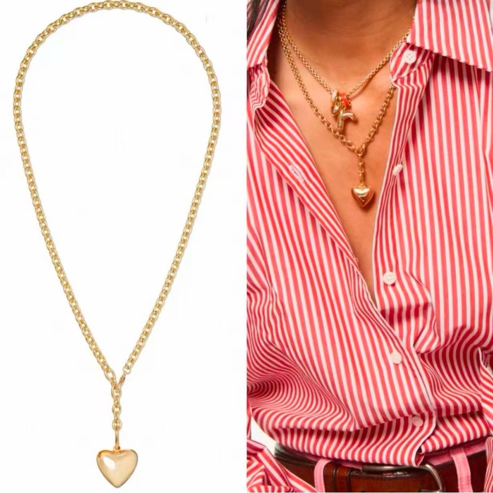 Roxanne Assoulin The Mini Puffy Heart Necklace Gold chain Gold pendant